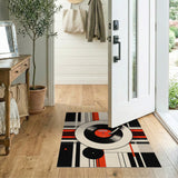 Vinyl Record Player Geometric Area Rug
