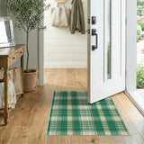 Green Rustic Farmhouse Classic Green Plaid Check Area Rug