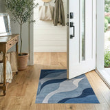 Blue and Teal Abstract Area Abstract Blue Wave Area Rug