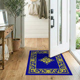 Royal Blue Gold Ornate Medallion Area Rug