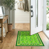 Vibrant Green Daisy Bee Floral Area Rug