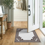 Intricate Black Persian Border Area Rug