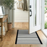 Black White Striped Woven Black and White Area Rug