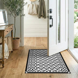Geometric Modern Black and White Intricate Black White Geometric Lattice Rug