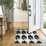 Bold Black White Crystal Skull Pattern Rug