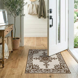 Traditional Persian Beige and Neutral Ornate Floral Medallion Persian Area Rug