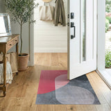 Pink Grey Abstract Geometric Area Rug