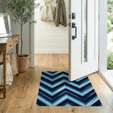 Blue Chevron Zigzag Geometric Area Rug