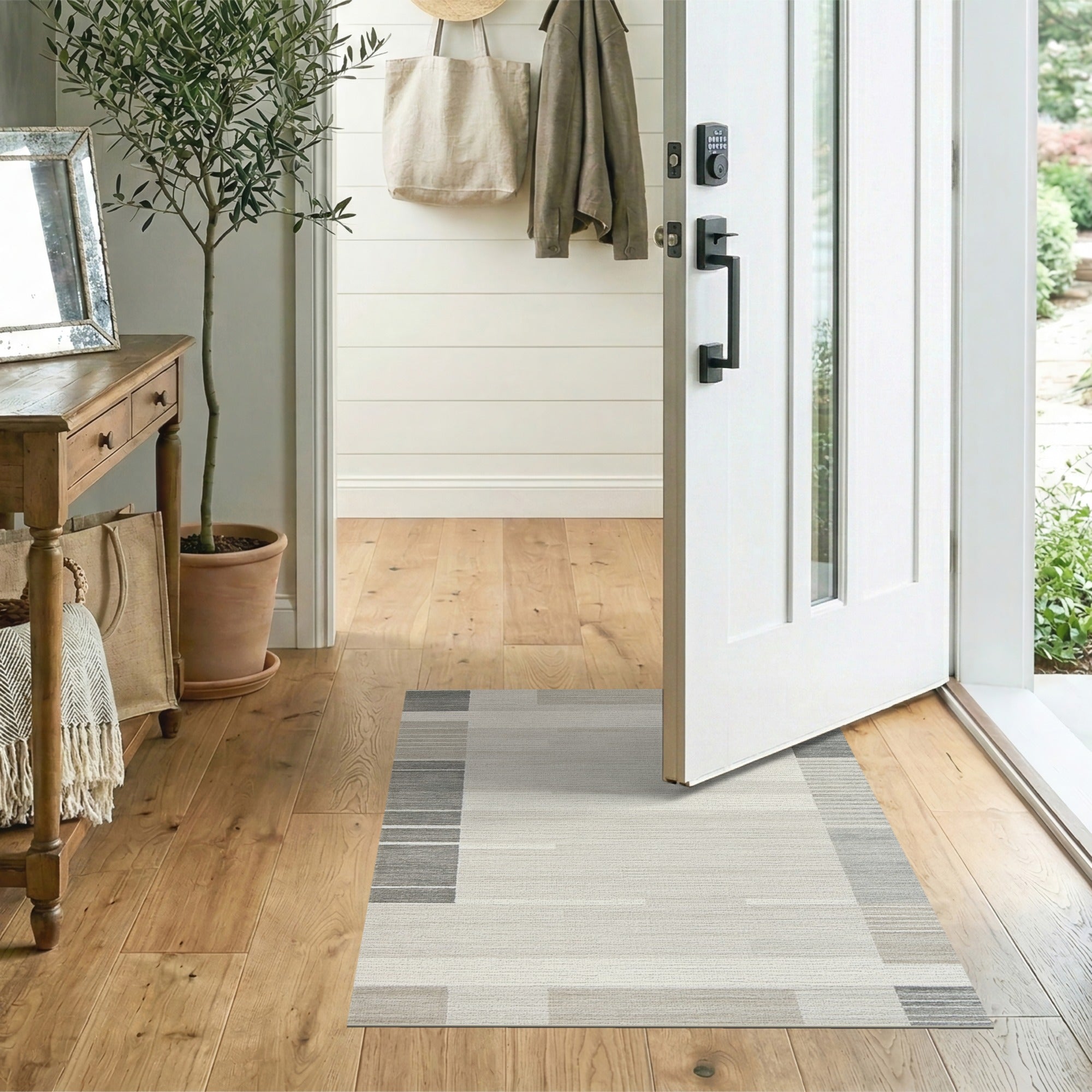 Beige and Neutral Geometric Modern Geometric Neutral Area Rug
