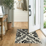 Bold Black Brush Stroke Abstract Area Rug