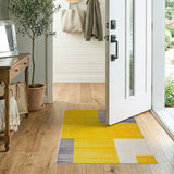 Bold Yellow Grey Geometric Block Area Rug