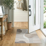 Beige and Neutral Abstract Beige Grey Organic Shapes Area Rug