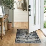 Distressed Southwestern Grey Tribal Rug