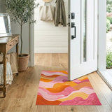 Vibrant Multi-color and Patterns Vibrant Wavy Multi-Color Area Rug