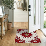Vintage Red Poinsettia Floral Area Rug