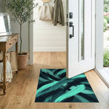 Teal Black Abstract Brush Stroke Area Rug