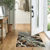 Coastal Eroded Rocks and Teal Waves Area Rug