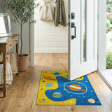 Vibrant Space Planets Kids Cartoon Area Rug