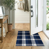 Navy Grey Plaid Area Rug