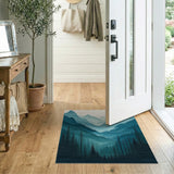 Teal Layered Mountain Peaks Area Rug