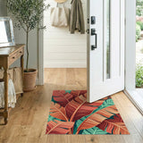 Vibrant Multi-Color Palm Leaf Area Rug