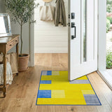 Bold Yellow Blue Gray Geometric Area Rug