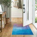 Sunset to Ocean Geometric Block Area Rug