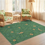 ODIKA Botanical Fern Vintage Washable Rug - Non-Slip Low Pile Area Rug