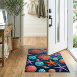 Vibrant Seashell Starfish Coastal Rug