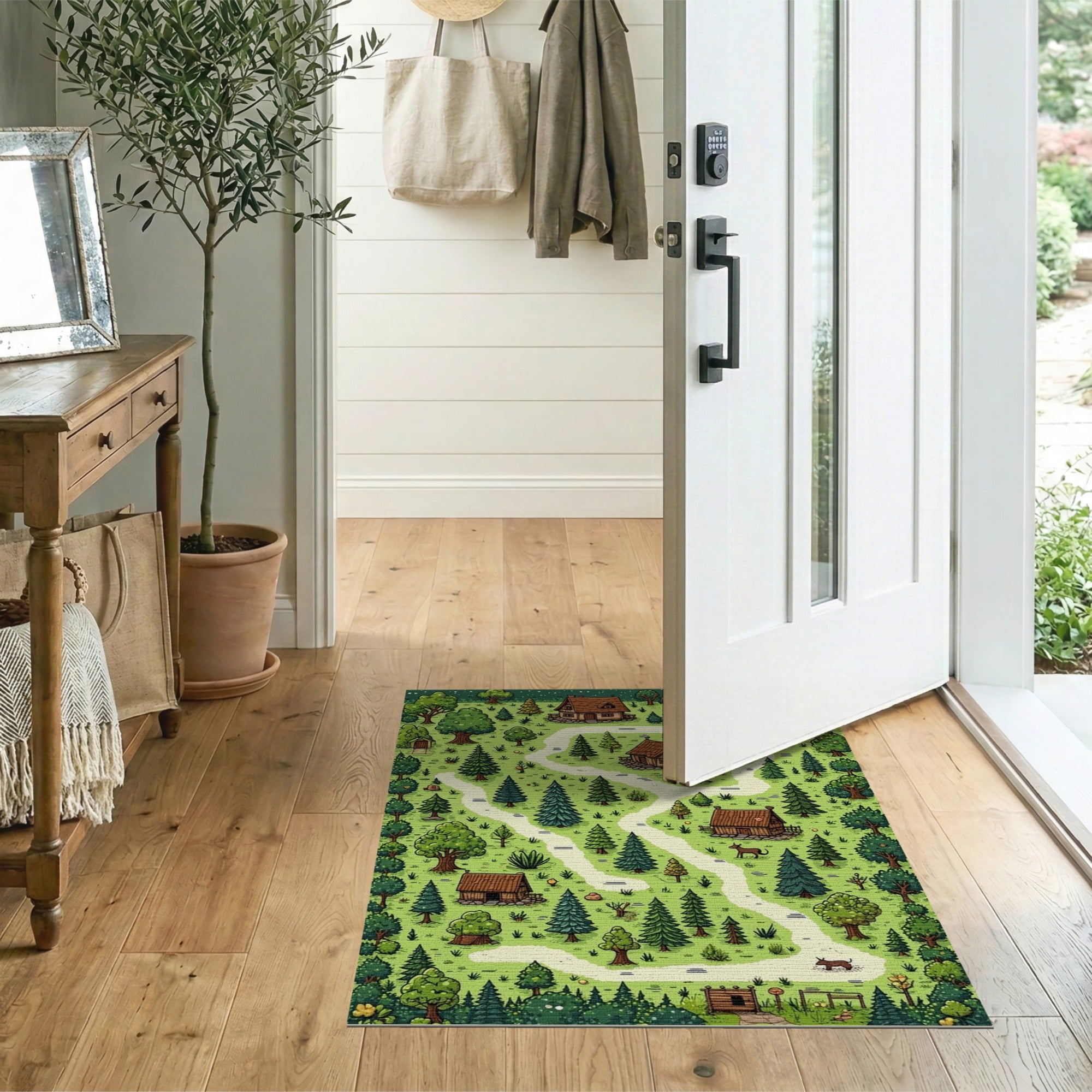 Starry Forest Village Path Area Rug