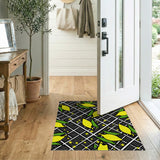 Zesty Lemon Starburst Black Grid Area Rug