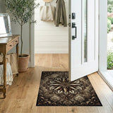 Elegant Gold Starburst Damask Area Rug