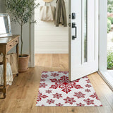 Red Intricate Red Snowflake Area Rug