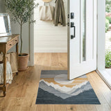 Grey Layered Mountains Sunrise Rug