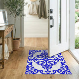 Blue and Teal Elegant Blue Floral Ornate Area Rug
