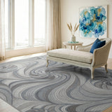 Grey Swirl Spiral Abstract Area Rug