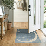 Dreamy Blue Crescent Moon Stars Area Rug