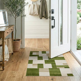 Green Geometric Block Geometric Modern Area Rug
