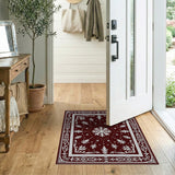 Red Ornate Snowflake Medallion Red Area Rug