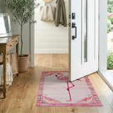 Exotic Pink Flamingo Boho Area Rug