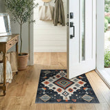 Black Fringed Southwestern Diamond Area Rug