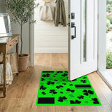 Kids Cartoon Vibrant Green Shamrock Clover Area Rug