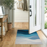 Wavy Blue Ombre Abstract Area Rug