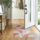 Modern Wavy Geometric Area Rug in Pink Red Orange