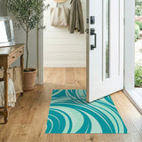 Swirling Teal Wave Abstract Area Rug
