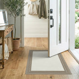Layered Beige Frame Border Area Rug