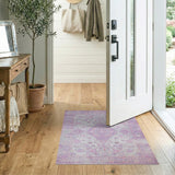 Distressed Vintage Purple Floral Distressed Vintage Area Rug