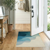 Blue Teal Oceanic Wave Abstract Area Rug
