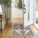 Beige and Neutral Ornate Beige Floral Persian Area Rug