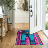 Bold Cowboy Blue Jeans Southwestern Area Rug